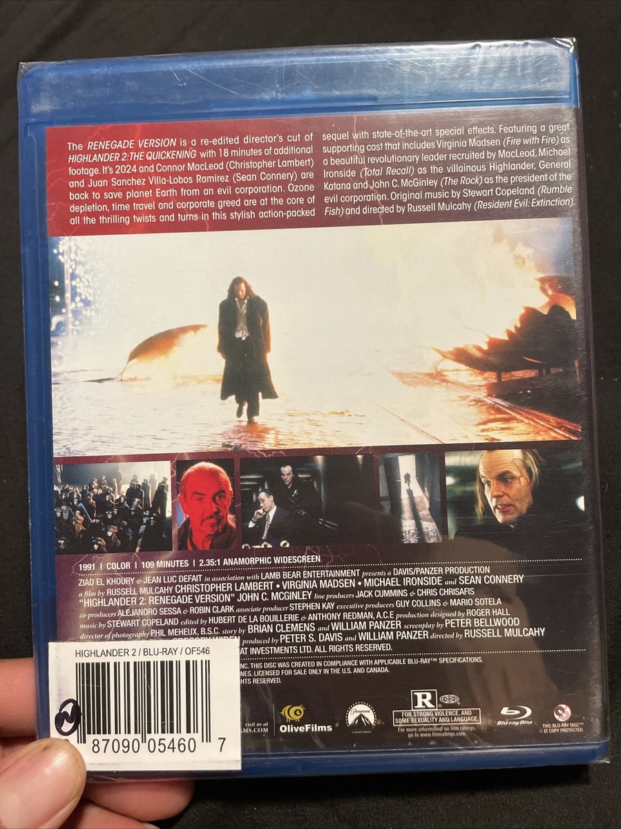 Highlander 2: The Quickening (Blu-ray Disc, 2013, Renegade Version