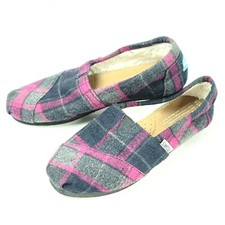 TOMS Plaid Faux Fur Lined Classic Slip On Shoes Flats Casual Women s Size US 7.5