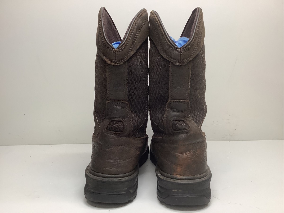 VTG MENS HERMN SURVIVORS STEEL TOE BROWN SQ TOE BOOTS SIZE