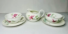 Vintage Schonwald Porcelain Tea Cup And Saucer Set of 2 with Creamer Germany