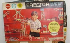 GILBERT ERECTOR BATTERY MOTOR METAL BUILDING SET BOXED WITH INSTRUCTIONS 1960s