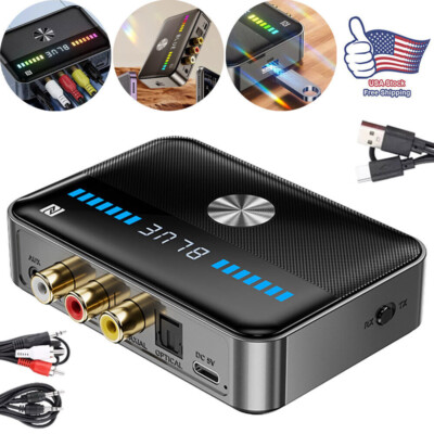 NFC Bluetooth 5.3 Transmitter Receiver 3.5mm AUX RCA Optical Adapter LED Display