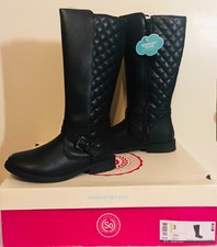 New SO Carrie Girls' Tall Riding Boots Memory Foam Black Boots US Sz 3M
