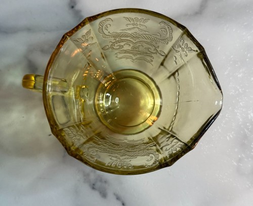 Federal Depression Glass Madrid Amber Yellow Creamer Dish Vintage - Picture 5 of 8