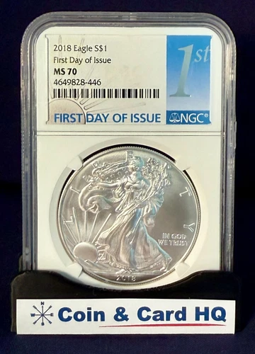 2018 $1 AMERICAN SILVER EAGLE NGC MS70 FDOI 1ST LABEL