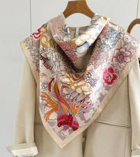 Pure 14 Momme Twill Silk Wrap Scarf Bandanna courtyard Square Shawl 35   new