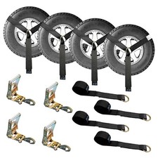 4 Set 2 X 10 Ratchet Wheel Lift Lasso Strap Wsnap Hook Tow Truck Flatbed