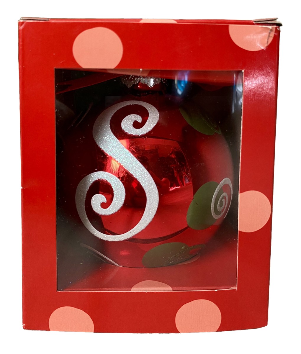 GANZ Christmas Ornament - Red w/ White Glitter 