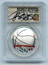 2020 P $1 Colorized Basketball Hall of Fame PCGS PR70DCAM FDOI Alonzo Mourning