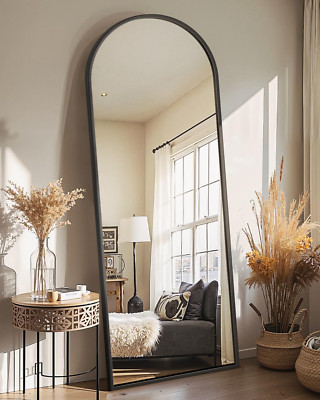 Arched Full Length Floor Mirror with Stand for Bedroom and Living Room