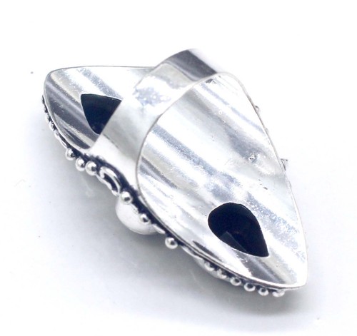 Black Spinel Ring Handmade 925 Sterling Silver Statement Ring-Mother's Day Gift - Picture 3 of 6