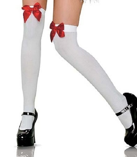 Black Thigh Highs with Red Bows 