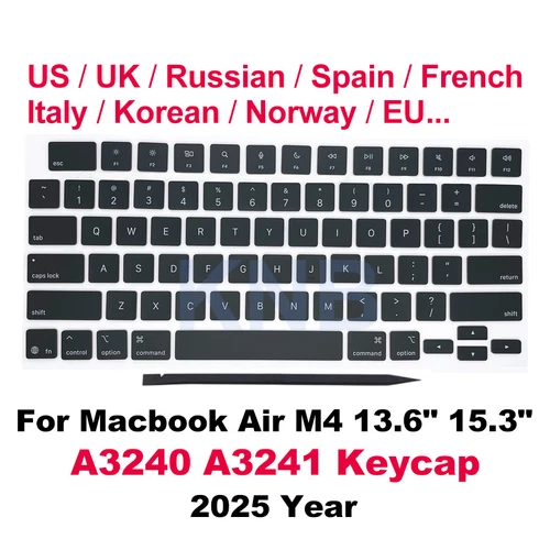 2025 M4 A3240 A3241 for Macbook Air Retina 13.6" 15.3" Key Cap Keyboard Black