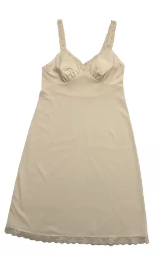 VTG Shadow Line Full Slip Size 34 Ivory with Lace Trim Nylon Lingerie Intimates