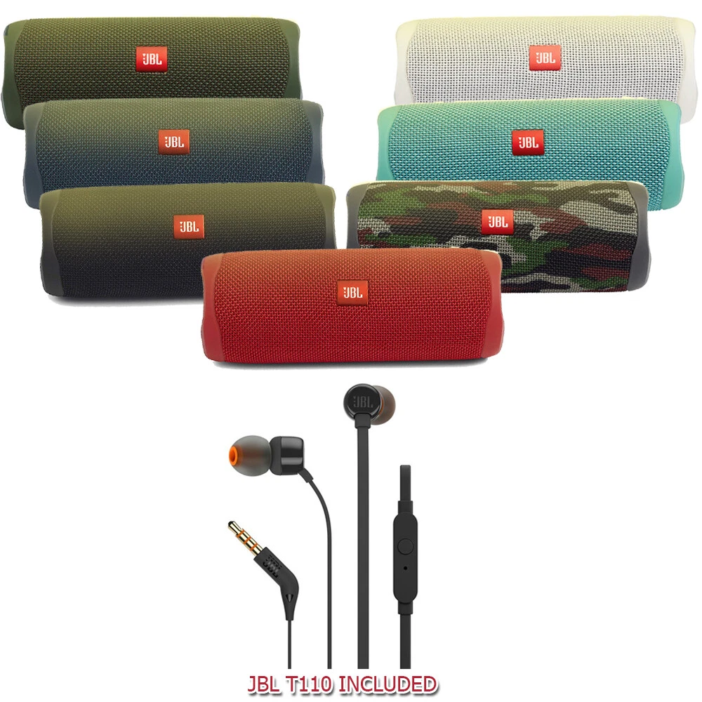 JBL Flip 6 Portable Waterproof Bluetooth Speaker (Black) with JBL T110 in  Ear Headphones