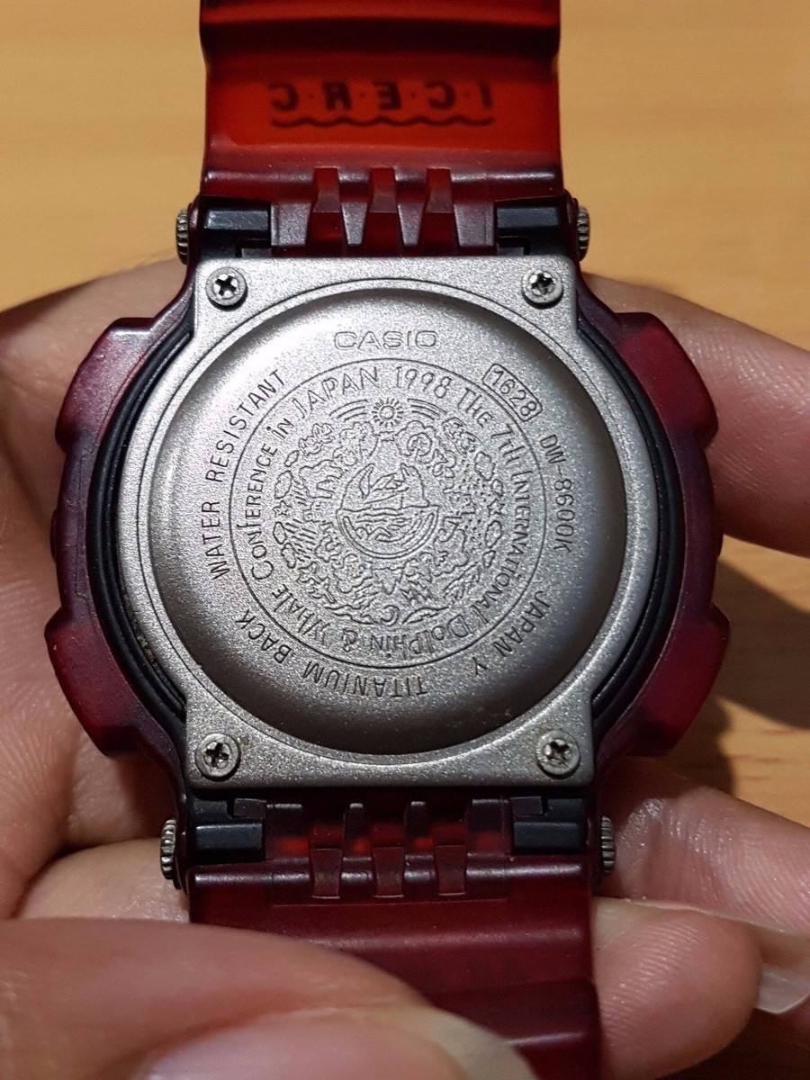 Vintage G-Shock Titanium DW8600K Jelly Red Dolphin&Whale Moon&Tide