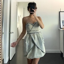 Guess Lubov Denim Strapless Mini Bubble Dress Acid Wash Size 5 Retail $148