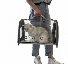 Clear Plastic Cat Carrier Bag with Fabric Trim