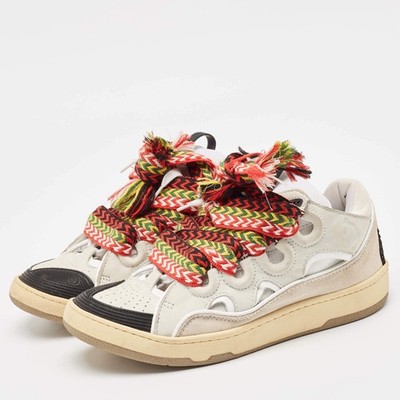 Lanvin Multicolor Leather and Suede Curb Chunky Sneakers Size 40