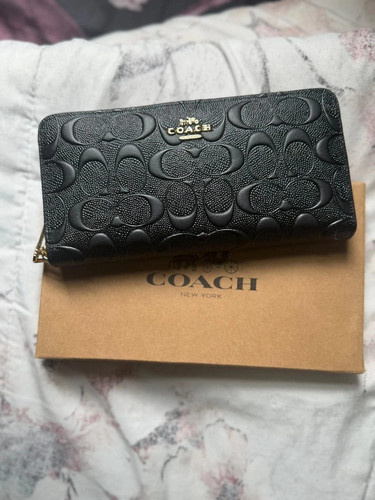 Coach F53834 Long Zip Around Wallet Signature Leather Black Japan New outlet