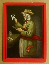 "Rube" - Man Views Card/Magnifying Glass-Antique Vintage Named Swap Playing Card