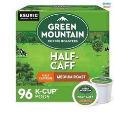 Green Mountain Coffee Half-Caff, Keurig K-Cup Pod, Medium Roast, 96 Count