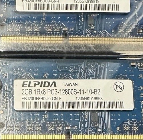 Elpida 4 GB 1Rx8 PC3-12800S-11-10-B2 DDR3 Laptop Memory - Picture 2 of 3