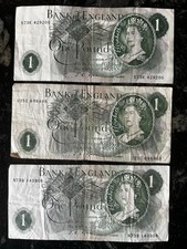 Bank Of England  3 X £1 Notes Signature J S Fforde  1966 - 1970 Circulated Used