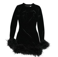 House of CB Lavinia Velvet Mini Dress in Black