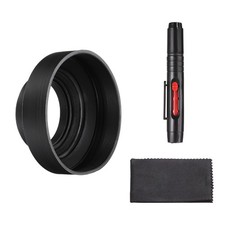 55mm Rubber Camera Lens Hood Sun Shade/Shield with Cleaning Cloth Pen