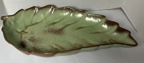 FRANKOMA Pottery #227 Prairie Green Large 17-1/2"x 9"x 2" LARGE Leaf Dish