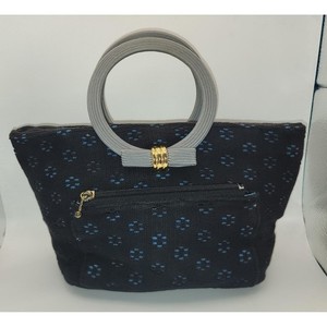 Chic Black Floral Handbag with Gold Accents and Ring Handle- super cute