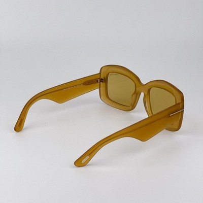 Tom Ford Women Sunglasses Shiny Yellow Brown Rectangle FT1218 39E NEW AUTHENTIC Tom Ford VENETIA Men Sunglasses Yellow Brown Rectangle  main image 2