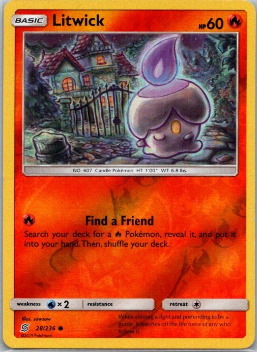 Litwick 28/236 Unified Minds Pokemon Reverse Holo Lightly Played