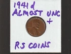 1941D  AU LINCOLN CENT  ~ALMOST /BRILLIANT UNCIRCULATED RS COINS #8131 free ship