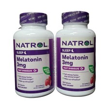 Natrol Fast Dissolve Melatonin 3 mg Strawberry, 150 Tablets - 2 Pack Exp 3/26