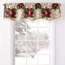 Tapestry Xmas Decorative Window Treatment Rod Pocket Curtain Straight Valance