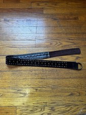 Brown Studded Leather Belt with Silver Buckle...