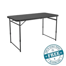 COSCO Indoor/Outdoor 4 ft. Fold-in-Half Portable Utility Table, Black 14407BLK1E
