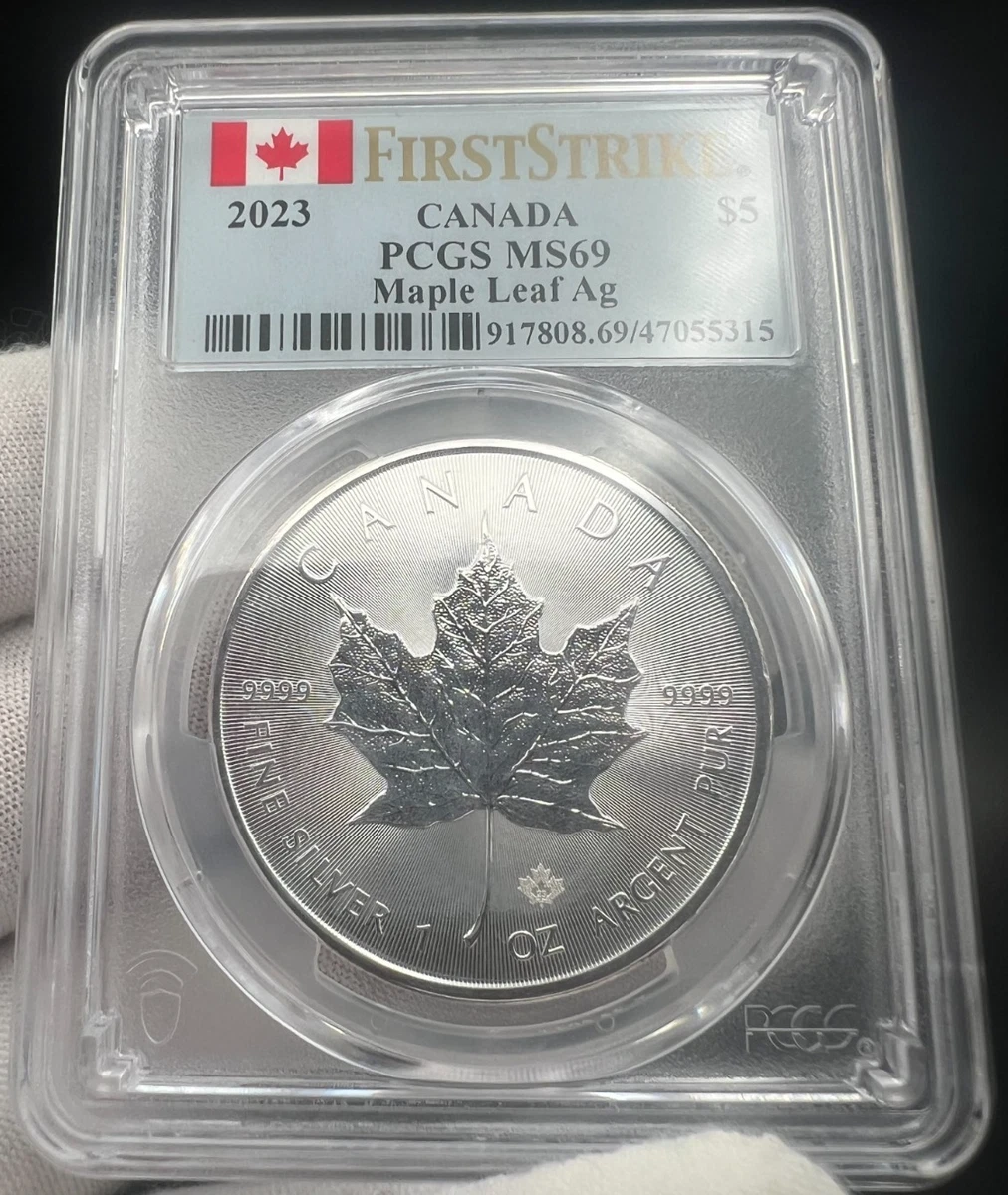 Canadian Maple Leaf MS 69 PCGS Certified Silver Bullion Coins for