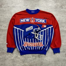 RARE VTG 90s NFL NEW YORK GIANTS STARTER AOP CREWNECK SWEATSHIRT APPLE SIZE XL
