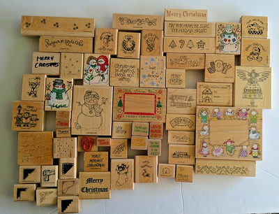 Variety of Wooden Rubber Stamps Art Craft Card Making Christmas Holiday & More