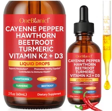 Organic Cayenne Pepper Liquid Drops with Hawthorn, Beetroot & Turmeric 2oz