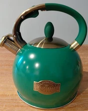 Susteas Stove Top Whistling Tea Kettle, Steel, Green New