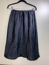 Vintage Warners Black Slip Skirt Medium Sheer Modest Lace Swooshie HTF 55324