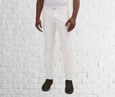 Pantalone uomo in pelle di agnello bianco con chiusura a bottone e zip
