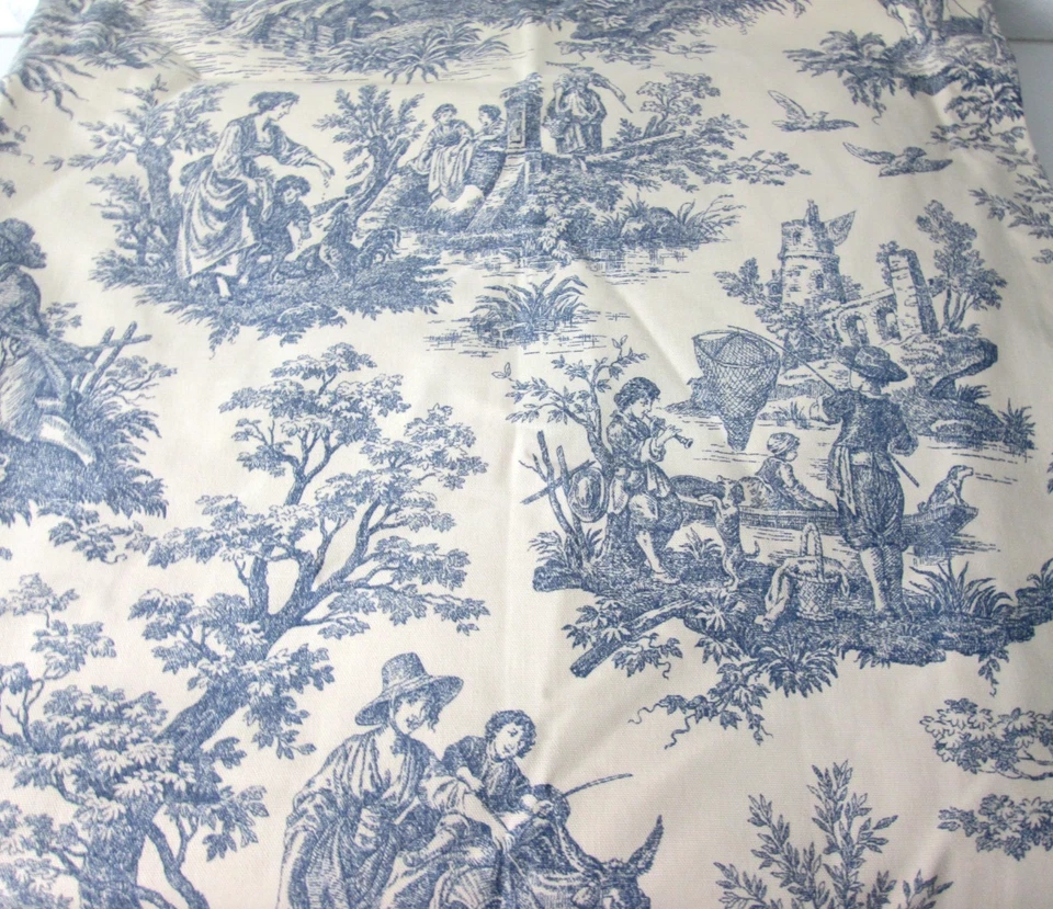 Panel Cortina Vintage Waverly Azul Toile Country Life 48" x 86" Francés Provenzal Foto 3 de 4