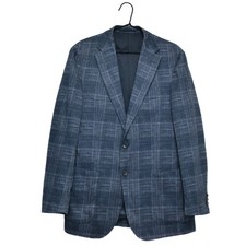 Boggi "B Jersey" Linen Cotton Men s Blue Check Blazer Sport Coat Size 50