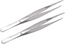 7 Inch Stainless Steel Tweezers With Straight Serrated Tip Multipurpose Forceps