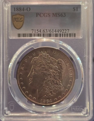 PCGS Certified MS 63 Graded 1884 Year Morgan US Dollars (1878-1921